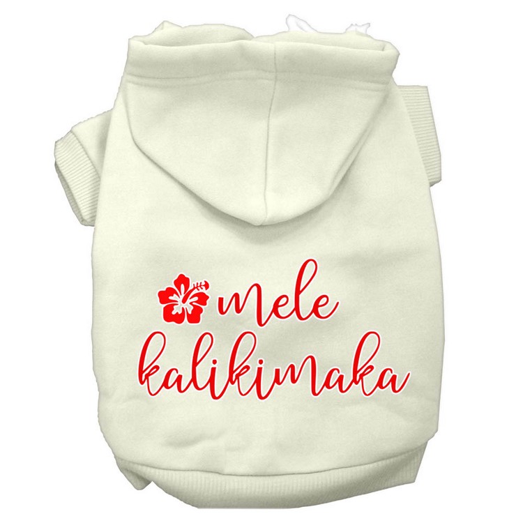 Mele Kalikimaka Screen Print Dog Hoodie Cream XS